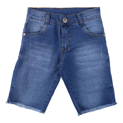 Bermuda Jeans Juvenil Okyside Lavagem Used Com Barra Desfiada Bermuda Jeans Juvenil Okyside Lavagem Used Com Barra Desfiada